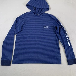 Vineyard Vines Hoodie Boys Large(16) Blue Striped 100% Pima Cotton Lightweight - Picture 1 of 14