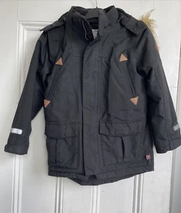 Polarn O Pyret Boys Age 6-7 Black Reflective Fleece Padded Coat - Picture 1 of 8