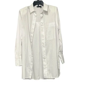 Topshop Oversized Poplin Button-up Shirt In White, Sz. 0 - Bild 1 von 9
