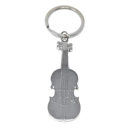 Portachiavi metallo VIOLINO emblema porta chiavi chiave portachiave ARGENTO - Immagine 1 di 4