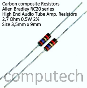 4 pezzi 2,7 Ohm 0,5W 2% Resistenze impasto di carbone Allen-Bradley 2R7 1/2W - Imagen 1 de 1