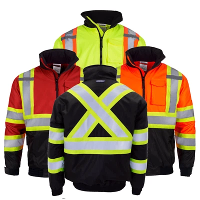 Hi-Vis Insulated Safety Bomber X Back Reflective Jacket ROAD WORK HIGH JORESTECH - Image 1 of 4