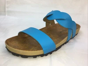 Birks R K REID-TURQUOISE Women Sandal Slide MOLD CONTOUR CORK FOOTBED Platform - Picture 1 of 12