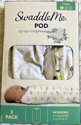 Pacote com 2 cápsulas de compressão Swaddleme estágio 1 com zíper recém-nascido 0-2m/5-12lbs 26 polegadas - Imagem 1 de 4