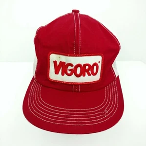 Vintage Vigoro Hat Trucker Cap Stained Red Made USA - Picture 1 of 9