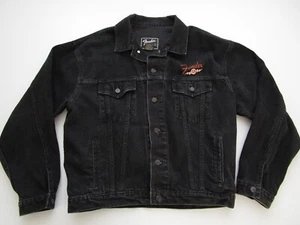 Mens Large Fender guitar black denim jean jacket vintage - Picture 1 of 5