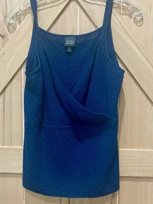 Eileen Fisher Women’s Blue Italian Yarn Faux Wrap Tank Top V Neck Shirt M Wool - Image 1 of 4