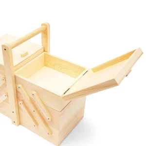 Wood Sewing Box 3 Tier Organizer for Storage Craft Tools Kits Needles Scissors - Picture 1 of 12
