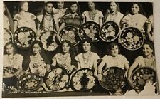 Vintage RPPC Real Photo Postcard JICARAS DE MICHOACÁN MEXICO Women w/Wood Bowls