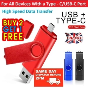 TYPE C 2 in 1 USB Memory Stick Flash Pen Drive Android/Samsung/iPhone 15/16/PC - Photo 1/19