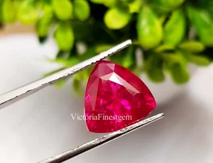 Anello Forma Trilione Rubino Rosso Naturale Certificato 10,20 Ct Gemma Sciolta Misura - Foto 1 di 7