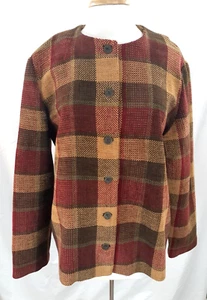 Alfred Dunner Damen Gr. 16 rot hellbraun kariert Chenille Struktur Blazer Jacke Karriere - Bild 1 von 10