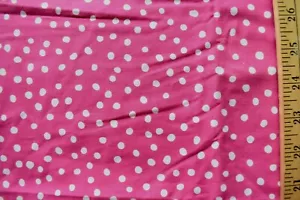 WHITE POLKA DOTS ON FUCHSIA 100% COTTON FABRIC 28X43 INCHES - Picture 1 of 2