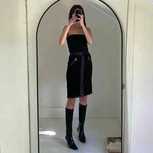 Club Monaco Wool Tweed Leather Trim Pencil Skirt NWOT Black Size 0 Retail $150 - Picture 1 of 9