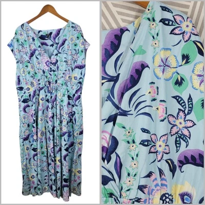 Vestido Talbots Talla Grande 20W Informal Largo Fiesta Floral Azul Maxi Fiesta Para Mujer Foto 1 de 4