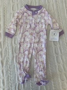 Footie bebé 3/6 meses Burt's Bees para dormir niña nuevo con etiquetas gansos morados 100 % algodón - Imagen 1 de 6