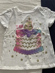 The Childrens Place Girls 4th Birthday Tshirt Size XS/4 - Picture 1 of 1