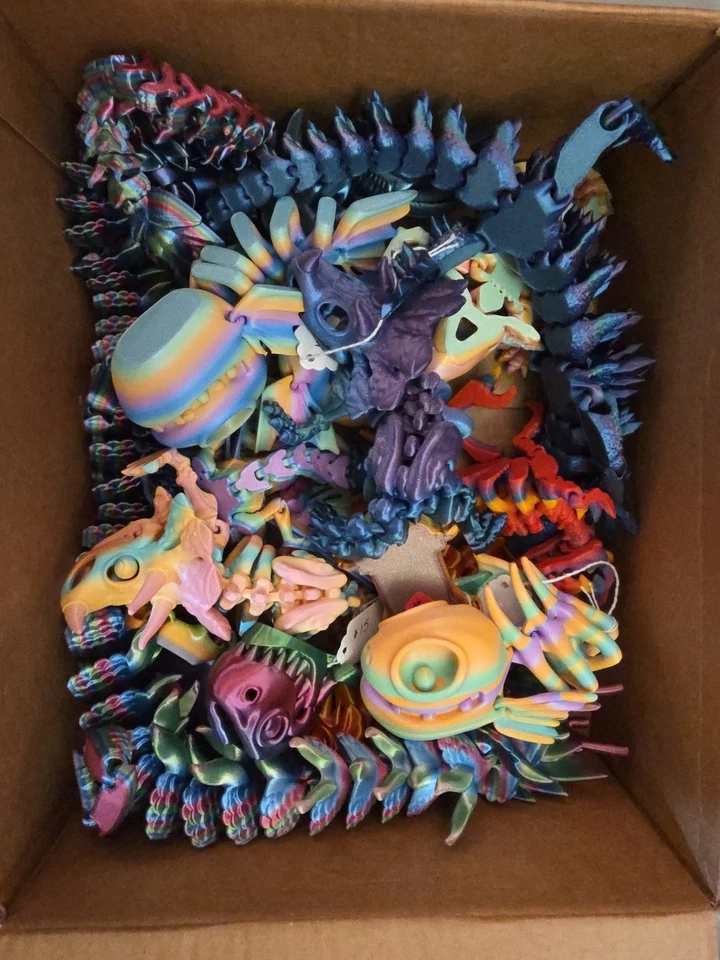 Lote de animais impressos em 3D, dragões, dinossauros, peixes, etc. - Imagem 1 de 4