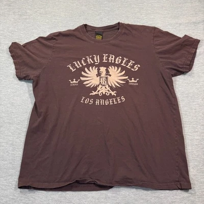 Camiseta Lucky Brand Hombre XXL Marrón Gráfico Camiseta Lucky Eagles Los Angeles Foto 1 de 4