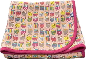 Zutano Pink Cotton Owl Bird Baby Girl Blanket Rainbow Multicolor Receiving - Picture 1 of 7
