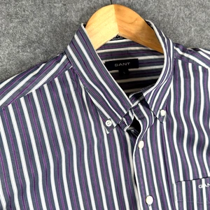 Gant Shirt Mens Large Blue Striped Long Sleeve Regular Fit Poplin Smart Casual - Picture 1 of 14