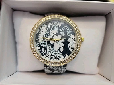 RELOJ PULSERA STRADA LLAMATIVO NEGRO BLANCO PATRÓN CRISTALES ELÁSTICO NUEVO Foto 1 de 3
