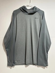 NIKE DRI-FIT - MEN'S LONG SLEEVE HOODIE SHIRT - GRAY STRIPED XXL - Picture 1 of 11
