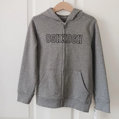 OshKosh B'gosh Kids Heathered Gray Full Zip Embroidered Hoodie Size 6 - Image 1 of 4