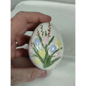 Vintage Ceramic Egg - Spring Flowers - Tulips - Easter Lily - 3.5" Tall - Picture 1 of 4