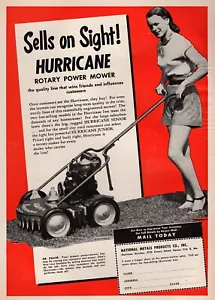Cortadora eléctrica Hurricane Rotary 1951 cortadora de césped anuncio impreso original - Imagen 1 de 1