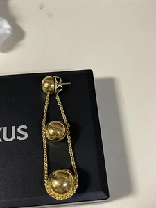 Pendientes colgantes de oro liso de 22 quilates de 3 bolas de diseñador únicos hechos a medida India - Imagen 1 de 4