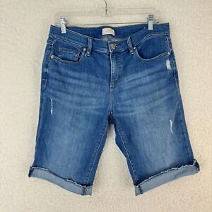 LOFT Outlet Blue Denim Jean Shorts Womens Medium Wash Roll Cuff Mid-Rise Size 8