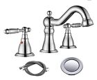 RKF Two Handle Widespread Bathroom Sink Faucet with Pop-up Drain And Supply Hose