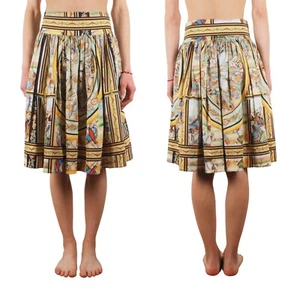 Dolce & Gabbana Vintage Women's Caretto Knights Pleated Skirt size 40 - Picture 1 of 9