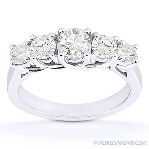Rundschliff Forever Brillant Moissanit 14k Weißgold Rankgitter Ehering Band - Bild 1 von 4