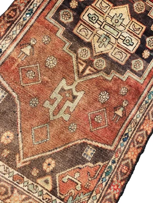 3'1"x6'2" HAND-KNOTTED ANTIQUE c.1900 CAUCASIAN SERAPI TRIBAL WOOL MUTED RUG - Image 1 of 4