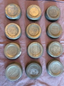 Vintage Ball Zinc Porcelain Lined Canning Jar Lids- Set of 12 - Picture 1 of 2