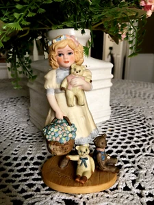 Jan Hagara "Goldie" Figurine Girl with Teddy Bears figurine LE Victorian Vtg. - Picture 1 of 6