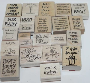 LOT SENTIMENTS LOOK WHOS TURNING WOOD MOUNTED RUBBER STAMPS STAMPIN UP BIRTHDAY - Picture 1 of 5