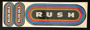 1986 Rush Power Windows Tour Vintage 95.5 KLOS Rainbow Promo Bumper Sticker - Imagen 1 de 2