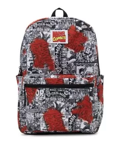 MARVEL COMIC BOOK BLACK & WHITE COVERS BACKPACK Spider-Man, Iron Man, Thor NWT - Picture 1 of 5