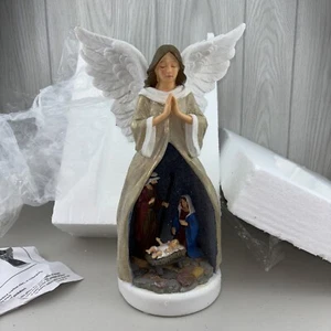 NEW Valerie Parr Illuminated Angel with Nativity Holy Family Christmas 11" - Picture 1 of 16