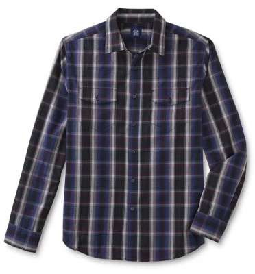 Route 66 Men's Button-Front Long Sleeve Shirt - Plaid - Regular & Big and Tall - Image 1 of 4