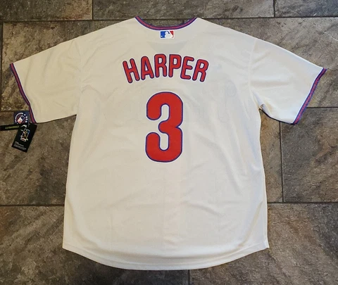 Philadelphia Phillies Cream Color Throwback Harper Jersey Size XXL NWT By Nike Cover