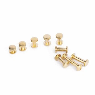 5X-50X Stud Bind Rivet Solid Brass Leather Belt Wallet Chicago Screw Nail 4-20mm - Image 1 of 4