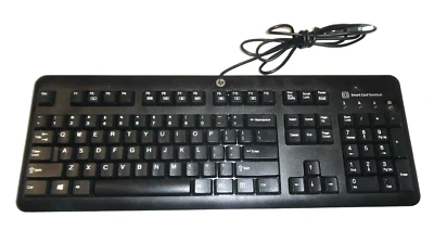 HP USB Keyboard-BLACK for DESKTOP PC (KUS1206 with Smart Card Terminal) TESTED - Image 1 of 4