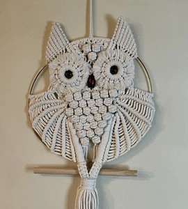 Large Owl Macrame Wall Hanging, Hand Woven, Owl Macrame Wall Art 12”x34” - Picture 1 of 2