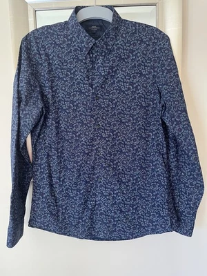 NEXT SIGNATURE PURE COTTON SHIRT , BLUE/ WINE , SZ LGE SLIM FIT , VGC - Image 1 of 4