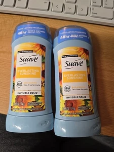 2 X Suave (Everlasting Sunshine) Antiperspirant Deodorant Invisible Solid 2.6 oz - Picture 1 of 3