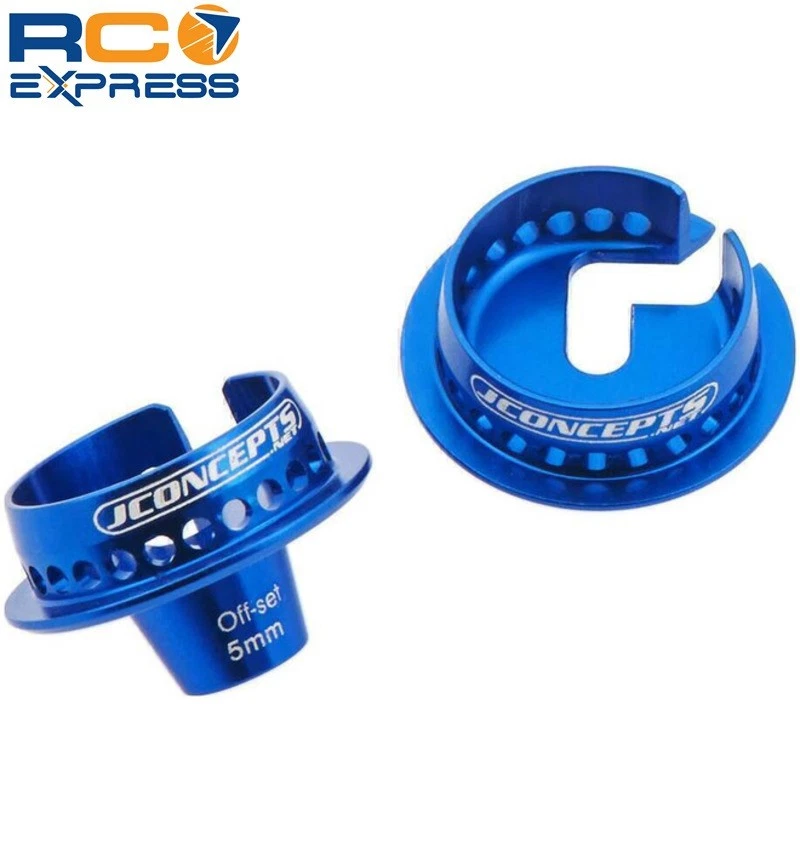 JConcepts Fin Shock 5mm Off-Set Spring Cup Blue 2 Pieces JCO2493-1 - Image 1 of 1
